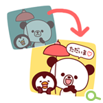 LINEスタンプ「ぽんやんとパフィ-2コマ★スタンプ」